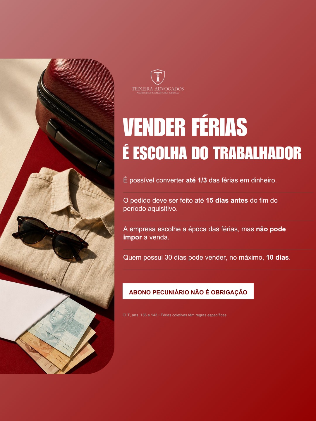 No momento, você está visualizando O trabalhador pode optar por converter parte das férias em dinheiro.